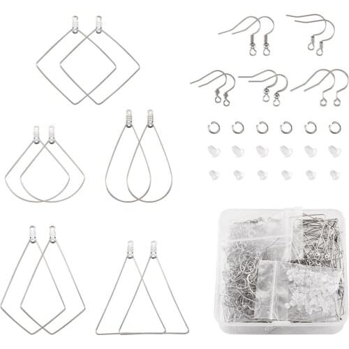 New Stainless Steel Earrings Pendant Charms with Earring hooks for DIY women girl fashion Big Earring Jewelry Making Accessories