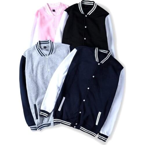 Solid Color spring autumn Jackets baseball clothing fashion uniform coat streetwear Hoodies harajuku Sweatshirt bomber Jacket