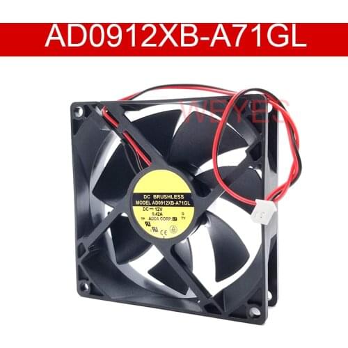 Genuine New AD0912XB-A71GL DC 12V 0.42A 90x90x25mm 2-wire Server Cooling Fan