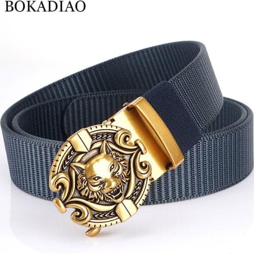 BOKADIAO Men&women Nylon Belt Metal Automatic Buckle canvas belts Outdoor sports Casual jeans waistband Army military male strap