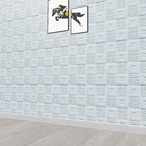 Living Room Bedroom Self-adhesive 3D Embossed Wall Sticker Panel Decal Decoration Self-adhesive Removable Wall Stickers