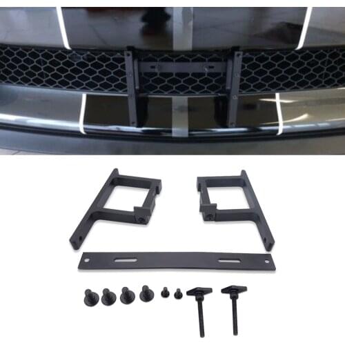 Lower Grille Front License Plate Mount Bracket Removable for 2015-2019 Ford Mustang Shelby GT350/GT350R - No Drilling