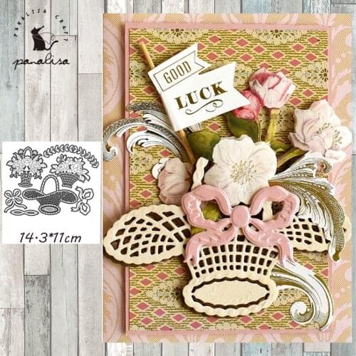 Panalisacraft Flower Basket Metal Cutting Dies Craft Dies Scrapbooking Card Making Album Embossing Stencil Die Cut Decoration