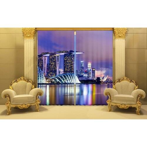Curtain Luxury Blackout 3D Window Curtains For Living Room Bedroom Drapes Cortinas Rideaux Customized size Seaside night scene