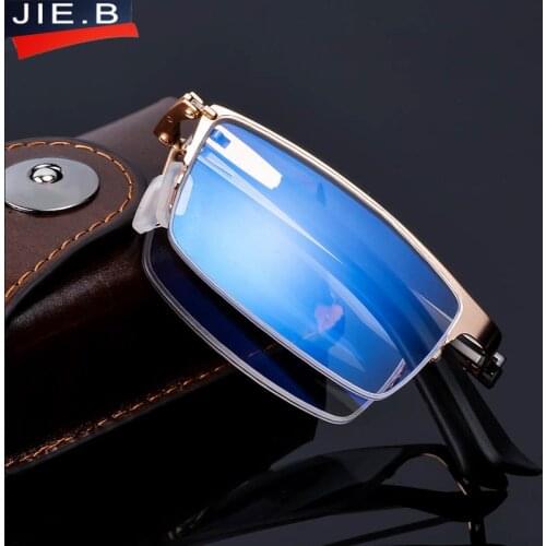 Folding Anti Blue Ray Reading glasses men Foldable Glasses With Case Diopter Optical Computer Glasses Spectacles Oculos