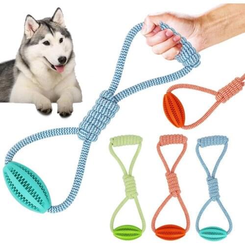 Pet Dog Puppy Cotton Knot Rope Bite Resistant Leakage Food Ball Molar Interactive Chew Toy Suitable For Golden Retriever Teddy