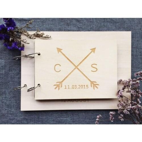 Wedding guest book, Wooden photo album,Rustic Alternative DIY Scrapbook,Guest Name,A5 A4 personaliz Photo Album