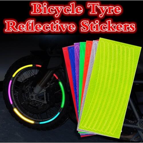 2021 Bicycle Tyre Reflective Stickers Waterproof Shine Car Felly Wire Mountain Bike Wind Fire Wheels Bicycle Accessories 6 Color