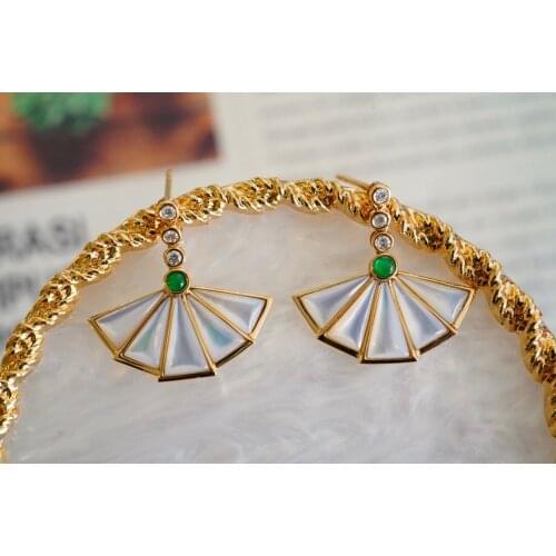 SX412 Solid 18k Gold Nature Green Emerald Earrings for Women Fine Jewelry Birthday Presents