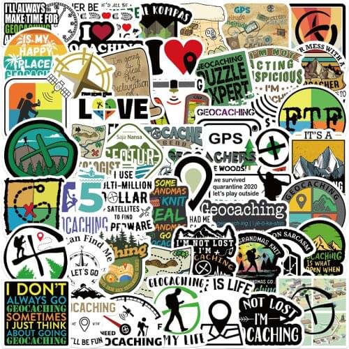 10/50PCS Outdoor Geocaching Stickers for Laptop Guitar Luggage Phone Waterproof Graffiti Sticker Decal Kid Toy