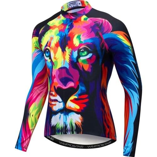 Weimostar Lion Cycling Jersey Long Sleeve Men Autumn Mountain Bike Clothing Spring MTB Bicycle Jacket Top Road Cycling Wear Ropa