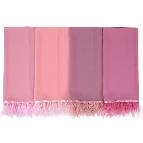 Feather Chiffon Hijab Scarf Women Solid Color Tassel Shawls Large Size Headband Scarves Cappa Wraps Bandana Islamic Foulard
