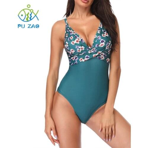 Plus Size One Piece Bikini Swimwear Women 2020 Sexy V Neck Print Swimsuit Female Summer New Backless Bathing Suit Bikini
