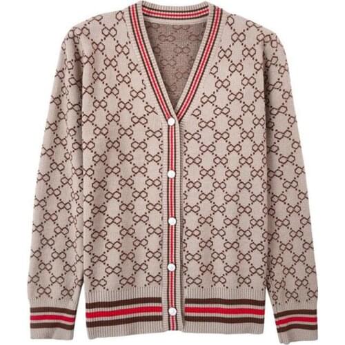 Women Sweater with Buttons Long Sleeve Striped Knitted Cardigan Ladies Winter Oversize Cotton Sweaters Luxury Cardigan Women