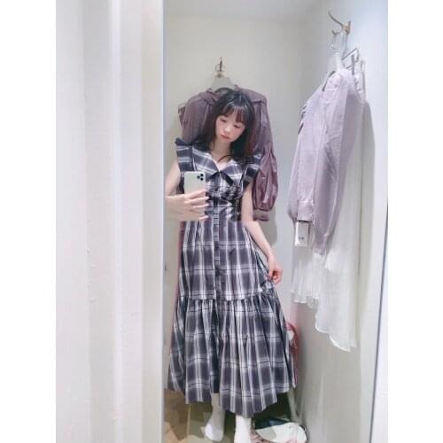 2021 autumn new product Japanese temperament commuter v-neck large sleeveless high-waist slim dress female