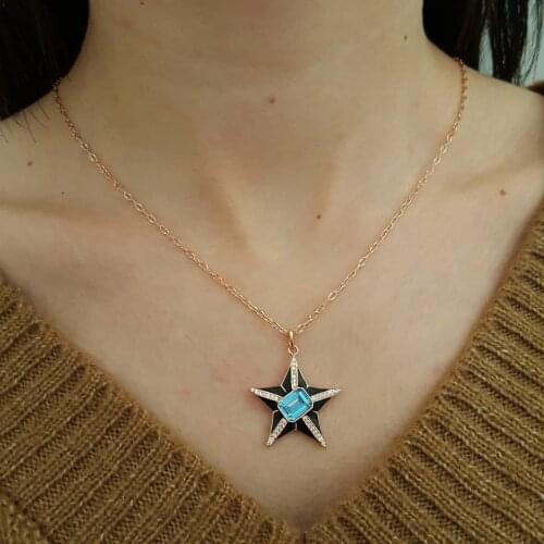 Star 925 Silver Necklace Turkish Jewelry Valentine Day Zircon Fashion Necklace For Women Minimalist Style Luxury Designer