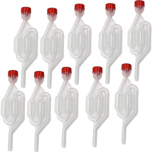 10 Pack S-Shape Airlock Twin Bubble Grommet One-Way Exhaust Seal Valve with Cork Beer Wine Making Tank Vent Valve