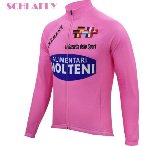1972 france pink molteni men cycling jersery long sleeve retro bike winter fleece wool no fleece bicycle clothing schlafly