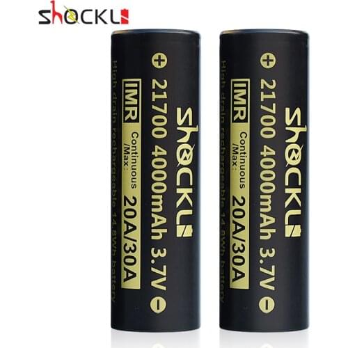 2pcs/ lot Shockli 21700 battery 4000mAh 3.7V Li-ion rechargeable battery 21700 lithium battery for 21700 flashlights, torch