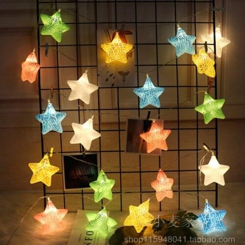 6m 40led Macaron Star Light String Fairy Garlands Christmas Lights for Room Decorations Navidad Decor Wedding New Year Lights