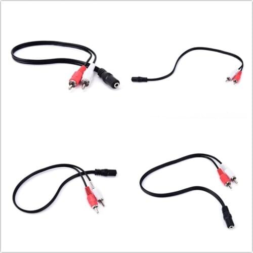 3.5mm 1/8" Audio Cable Stereo Female Jack To 2 RCA Male Jack Adapter AUX Audio Headphone Y Type Cable Splitter 28.5cm