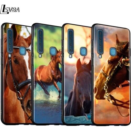 Black Cover Running Horse Animal for Samsung A9 A7 2018 Shell for Samsung Galaxy A8 A6 Plus A5 A3 2018 2017 Phone Case