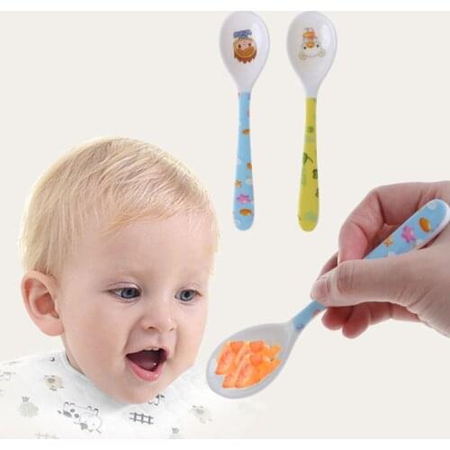 Baby Spoon Straight Head Feeding Training Cutlery Dishes Tableware Infant Children Kids Safe Feeder Learning Supplies 69HE