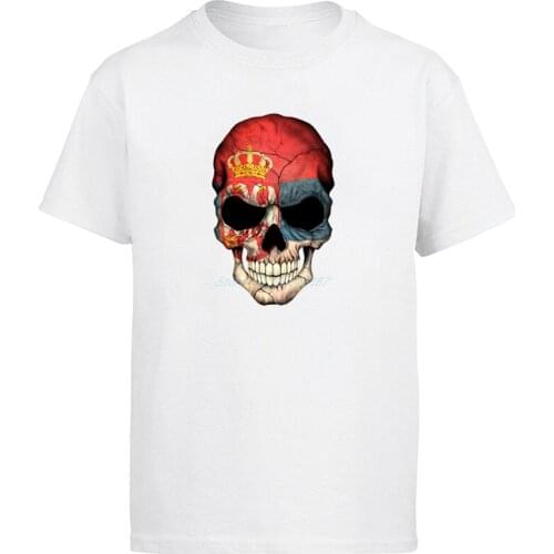 Mens Serbian Flag Skull T shirt Aesthetic Fashion oversized Short Sleeve Harajuku Print Tops Shirt Men clothing