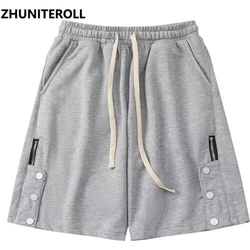 Harajuku Fashion Cotton Shorts Side Button Zipper Streetwear Hip Hop Short Sweatpants Summer Jogger Baggy Skateboard Trousers