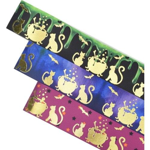 HSDRIBBON Free Shipping 38mm 1-1/2inch hsd-design custom Halloween on Grosgrain Ribbon