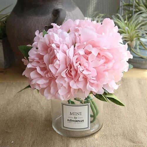 5Pcs Artificial Flower Hydrangea Flowers Bouquet Fake Peony Flowres Real Touch Flower For Wedding Decor Wreath Gland Home Decor
