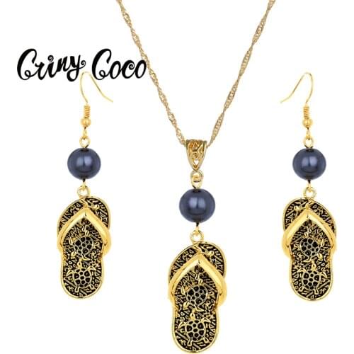 Hawaiian Polynesian Pineapple Necklaces Jewelry Sets Fashion Zinc Alloy Chain Pendant Necklace New Design Earring Set for Women