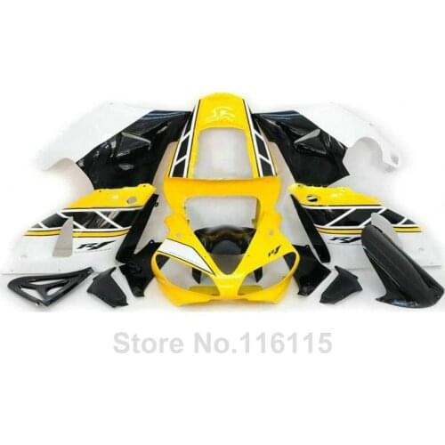 Plastic fairings set for YAMAHA R1 2000 2001 yellow white black fairing kit YZF R1 00 01 body kits Injection molding 3144