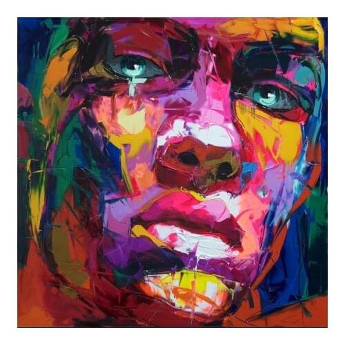 Cool Hand painted Francoise Nielly Face Oil Painting Wall Art Wall Pictures For Living Room Home Decor Caudros Decoration