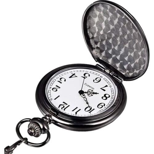 Fashion Letters Print Arabic Numbers Round Dial Pocket Watch Fathers Day Gift