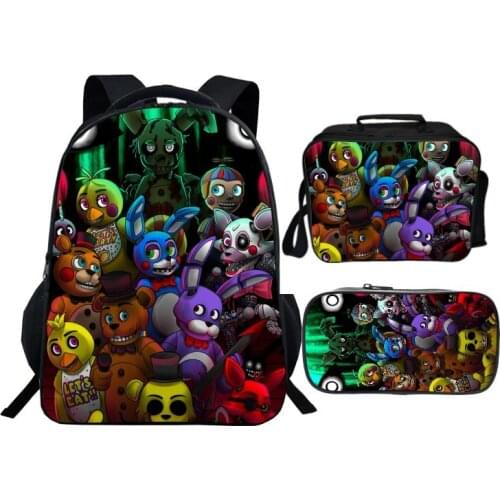 Fashion Cartoon 3pcs/set Five Night At Freddy Kids Baby School Bags Boys Schoolbag FNAF Children Backpacks for Student Girls Bag