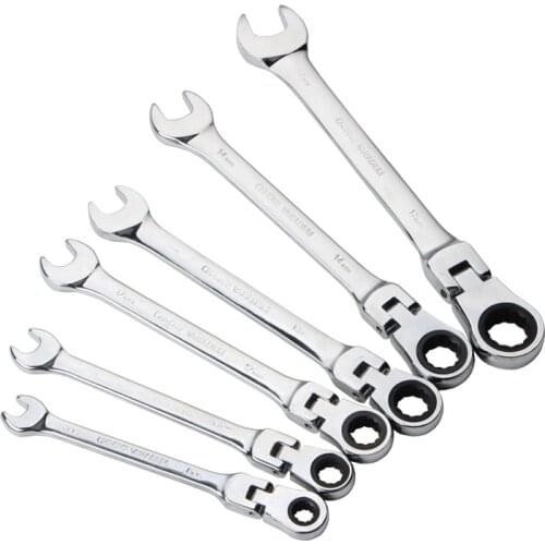 6pcs 8-17mm Flexible Head Wrench Double Keys Set 72 Teeth CR-V Ratchet Spanner Combination Open End Wrenches Auto Repair Tools