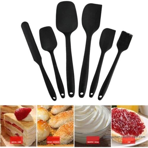 P8DE 6 Pieces Silicone Pastry Spatula Set Non-Stick Rubber Spatula Set Heat-Resistant