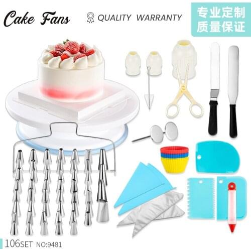 Cake Decorating Tip Sets 106pcs Pastry Bag Nozzle Stainless Cream Baking Tools Turntable Cleaning BrushMedium Coupler CakeCup
