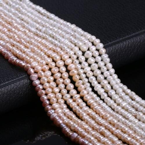 Natural Freshwater Cultured Pearls Beads Round 100% Natural Pearls for Jewelry Making Necklace Bracelet 13 Inches Size 3-4mm
