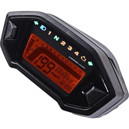 Orange LCD Digital Signal KMH MPH 14000 RPM Motorcycle Speedometer Odometer For 1 2 4 Cylinders