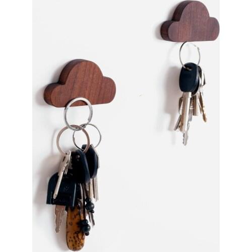 Cloudy wall hooks for clothes wall key storage hooks walnut home decor
