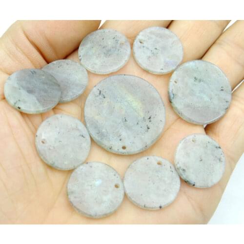 Natural Stone Turquoises Quartz Crystal tiger eye labradorite lapis Pendant Round Shaped for diy jewelry making necklace2pcs