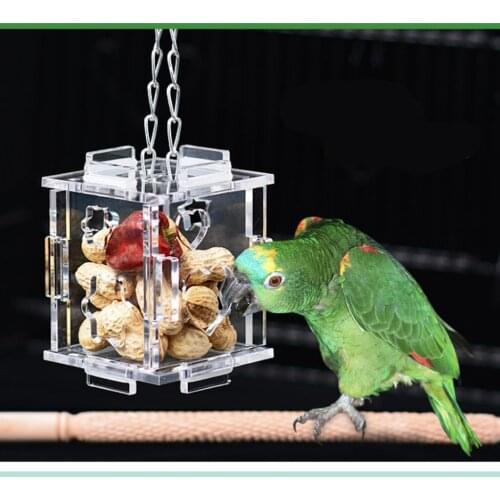 Cage Hanging Bird Foraging Food Container Feeder Parrot Toy Pet Treat Hunt