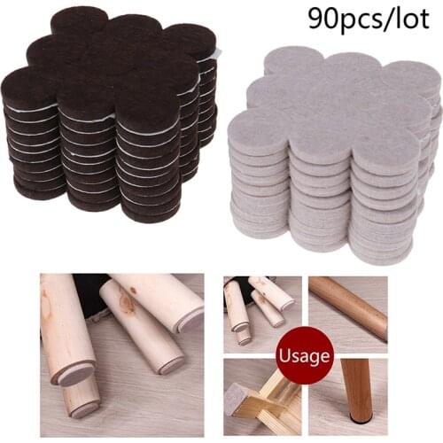90pcs/10sheets Felt Chair Leg Pads Floor Protectors for Furniture Legs Table leg Covers Round Bottom Anti-Slip Pads 2.7cm