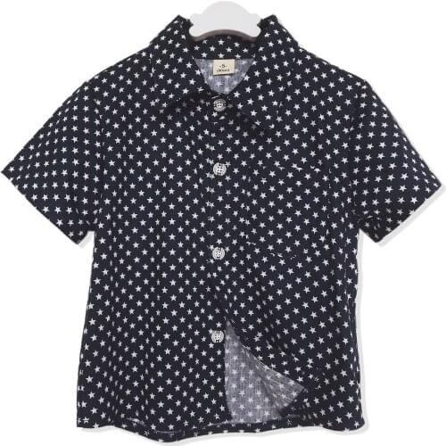 Boys Shirt 2019 Summer Baby Clothes Kids Short Sleeves Star Printed Shirt Toddler Turn-down Tee Shirt Boys Casual Top Tees 2-8Y