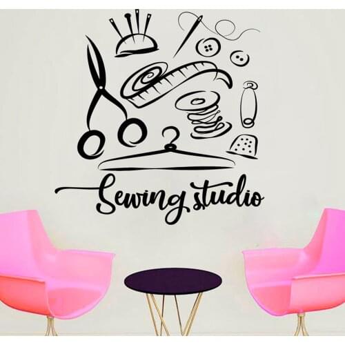 Sewing Studio Wall Sticker Atelier Home Decor Vinyl Wall Decals Handmade Tailor Window Decoration Removable Stickers Muraux 6710