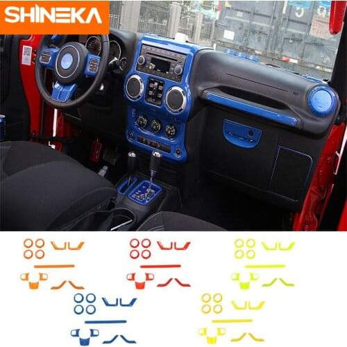 SHINEKA Interior Mouldings 2 Doors 12PCS Car Steering Wheel Trim Air Condition Vent Cover Sticker For Jeep Wrangler JK 2011-2017