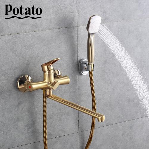Potato Batnroom Faucet Shower Set Wall Mounted Outlet Pipe Bathtub Tap Waterfall Shower Faucet with Shower Head p22270