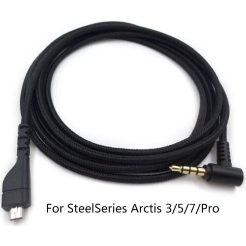 Headphone Stereo Au-dio Cable Extension Cord for Steel- Series Arctis 3 5 7 Pro Wireless Gaming Headset Replacement